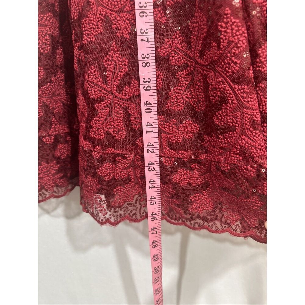 NEW $348 Dress The Population [ Large ] Magdalena Sequin Lace‎ Midi Dress Red - Picture 7 of 13